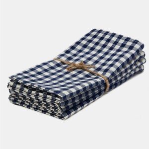New! Heather Taylor Home MINI GINGHAM Indigo Napkins
